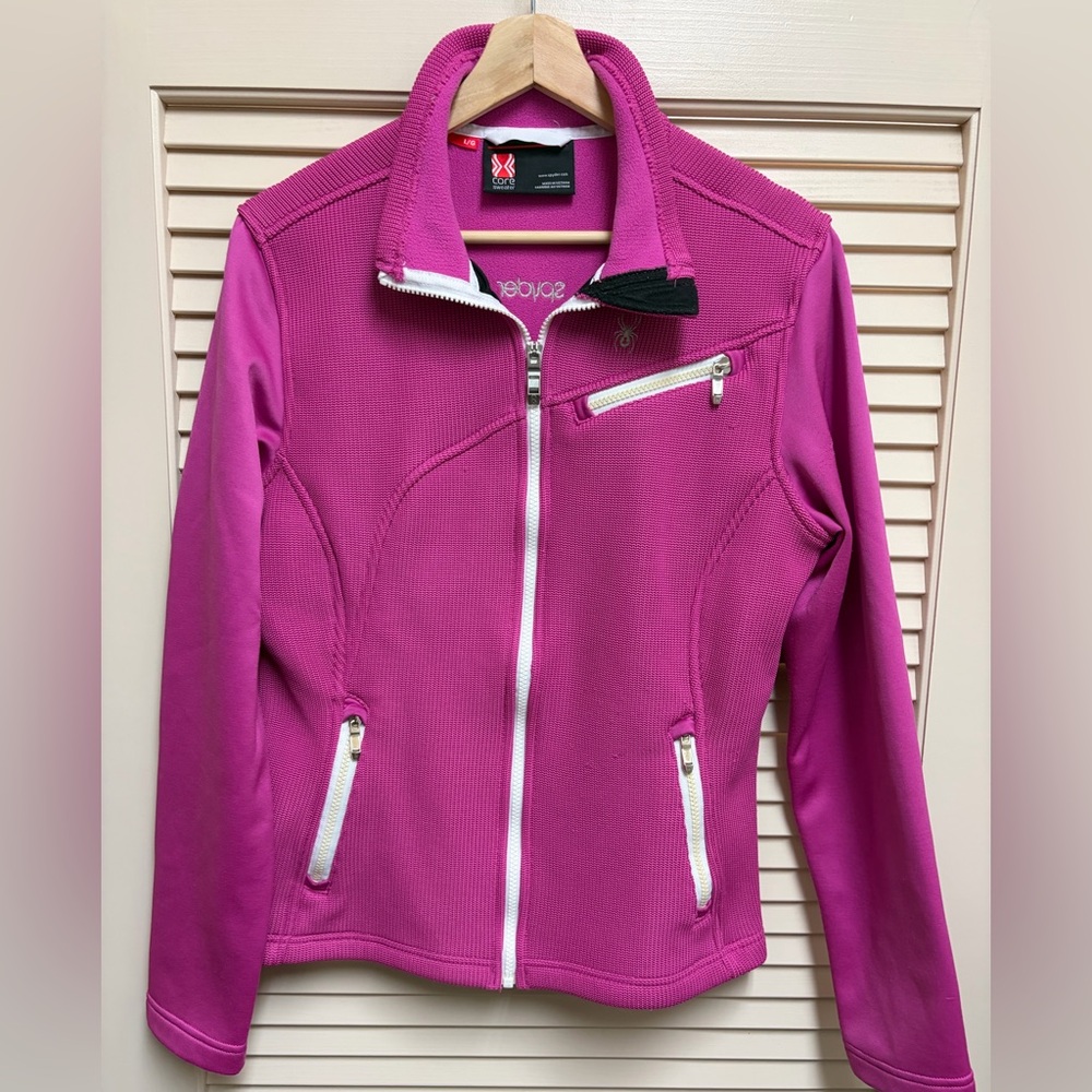 Spyder Core Sweater Jacket Womens L Pink Full Zip Ski Outdoor Performance Fleece